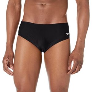 speedo men’s swimsuit brief powerflex eco solid adult, new black, 32