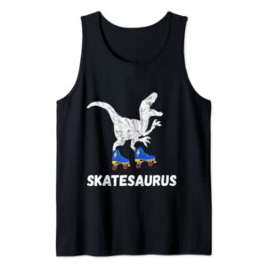 Skate Dinosaurs Roller Skating Rink T-Rex Roller Skater Tank Top