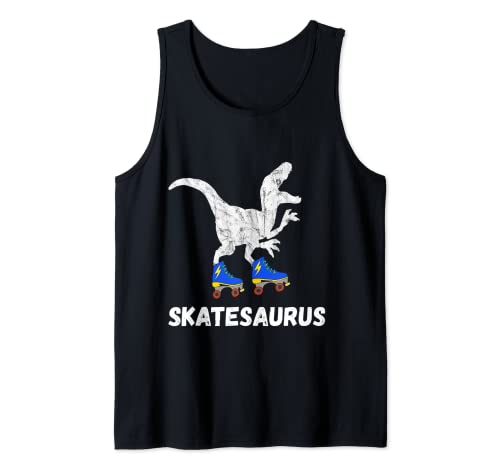 Skate Dinosaurs Roller Skating Rink T-Rex Roller Skater Tank Top