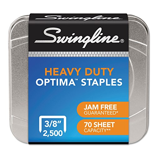 Swingline Staples, Optima, Heavy Duty, 3/8" Length, Jam Free, 125/Strip, 2500/Box, 2 Pack (35557)