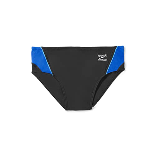 Speedo Men's Swimsuit Brief Endurance+ Splice Team Colors , Black/Blue Splice, 34