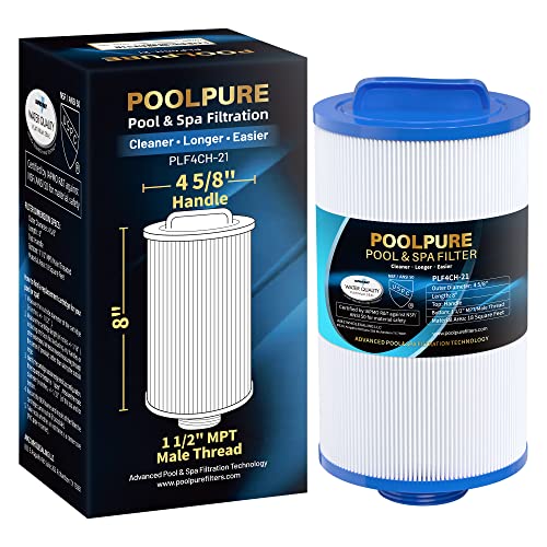 POOLPURE 4CH-21 Spa Filter Replaces Pleatco PDM25P4, PTL18P4, Filbur FC-0121, 20245-238, PVT-25N, Baleen AK-9003, SD-00845, 18 sq.ft Screw in Male Fine(MPT) Thread Filter 1PACK