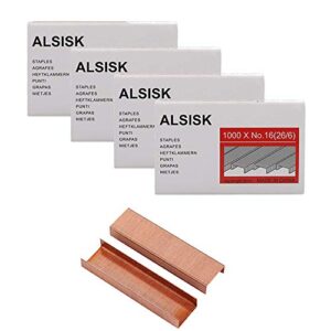 alsisk 26/6 standard staples,1/4 inch leg,4 boxes-4000, rose gold