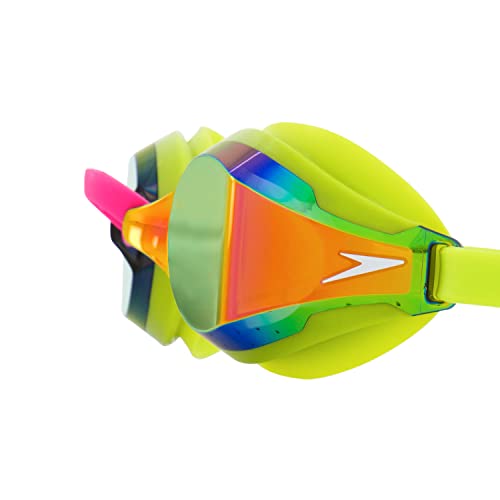 Speedo Unisex-Adult Swim Goggles Speed Socket 2.0, Lime Green/Smoke/Ablaze Mirrored