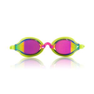 Speedo Unisex-Adult Swim Goggles Speed Socket 2.0, Lime Green/Smoke/Ablaze Mirrored