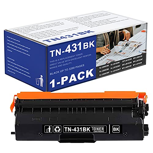 INDI 1 Pack TN431BK TN-431BK TN431 TN-431 Black Toner Cartridge Replacement for Brother HL-L8260CDW L8360CDW MFC-L8610CDW L8690CDW L8900CDW L9570CDWT L9570CDW Printer.