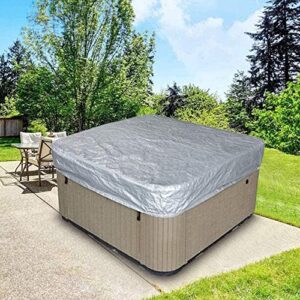 Klzzuk Square Hot Tub Cover Weather Resistant UV-Anti Outdoor SPA Cover Swimming Pool Protector Dust Cover for Hot Tub Garden Furniture (220 * 220 * 90cm,Beige)