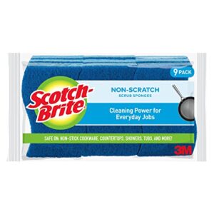 scotch-brite non-scratch scrub sponges, for washing dishes and cleaning kitchen, 9 scrub sponges