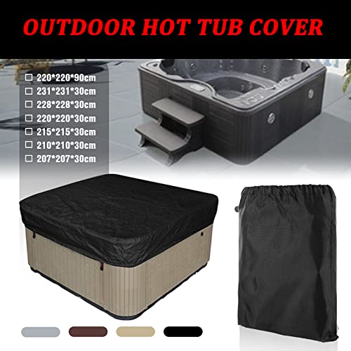 Klzzuk Square Hot Tub Cover Weather Resistant UV-Anti Outdoor SPA Cover Swimming Pool Protector Dust Cover for Hot Tub Garden Furniture (220 * 220 * 90cm,Beige)