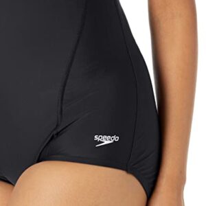 speedo Women's Swimsuit One Piece PowerFlex Princess Seam Ultraback Conservative Cut,speedo Black,14