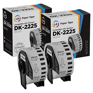 ld compatible paper tape replacement for brother dk-2225 1.5 in x 100 ft (white, 2-pack)
