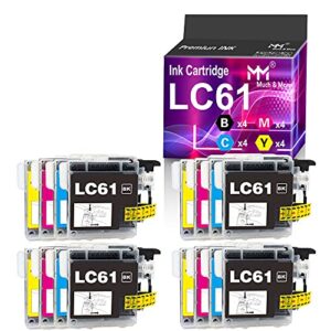 mm much & more compatible ink cartridge replacement for brother lc-61 lc61 lc65 xl use for mfc-j615w mfc-5895cw mfc-290c mfc-5490cn mfc-790cw mfc-j630w (4 black, 4 cyan, 4 magenta, 4 yellow, 16-pack)