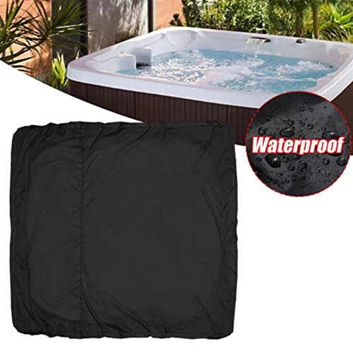 Hot Tub Top Cover, Square Waterproof UV Resistance Spa Bathtub Protector Covers with Tightening Elastic Rope, Outdoor Furniture Anti-Snow Cover, Swimming Pool Dust Cover (220*220*90cm,Black)