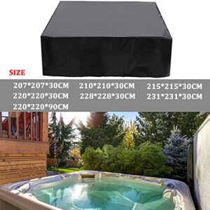 Hot Tub Top Cover, Square Waterproof UV Resistance Spa Bathtub Protector Covers with Tightening Elastic Rope, Outdoor Furniture Anti-Snow Cover, Swimming Pool Dust Cover (220*220*90cm,Black)