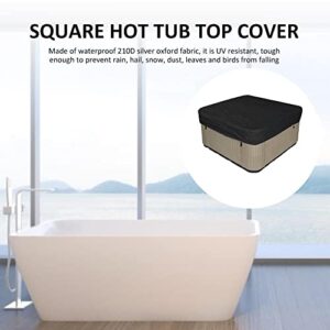 Hot Tub Top Cover, Square Waterproof UV Resistance Spa Bathtub Protector Covers with Tightening Elastic Rope, Outdoor Furniture Anti-Snow Cover, Swimming Pool Dust Cover (220*220*90cm,Brown)