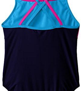 Speedo Girl's Swimsuit One Piece Solid Cross Back Multi Straps Navy, 10