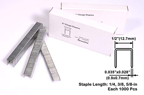 Dynastus 21-Gauge 80 Series Galvanized 1/2" Crown Fine Wire Staples Upholstery Staples by 1/4 to 5/8-Inch Leg, 3000-Mult Pack