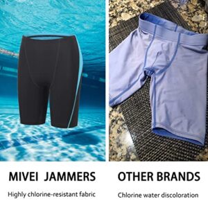 MIVEI Boys Swim Jammers - Youth Competitive Swim Racing Team Swimming Shorts Swimsuit Trunks Bathing Suit Quick Dry UPF 50+ Black/Blue