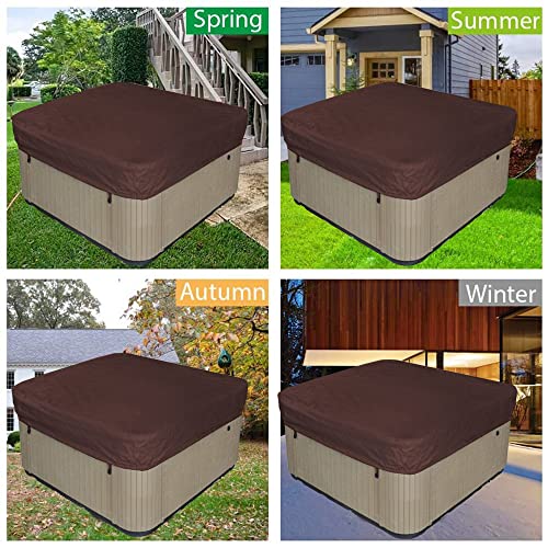 XVBVS Hot Tub Cover Square Outdoor Bath Pool Cover 210D Spa Cover Replacement Cover Waterproof Sunproof UV-Resistant Swimming Pool Protection Cover (Color : Brown, Size : 220 * 220 * 90cm)