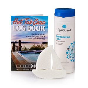 spaguard brominating tablets 1.5lb with leisurequip scumboat & leisurequip hot tub care log book (1.5lb)