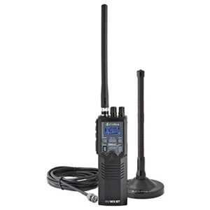 cobra hhrt50 road trip cb radio – 2-way handheld emergency radio with access to full 40 channels & noaa alerts, rooftop magnet mount antenna and omni-directional microphone, black, 6.3″ x 2″ x 1.75″