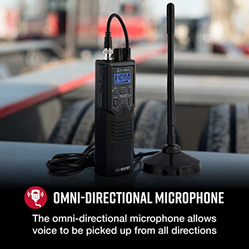 Cobra HHRT50 Road Trip CB Radio - 2-Way Handheld Emergency Radio with Access to Full 40 Channels & NOAA Alerts, Rooftop Magnet Mount Antenna and Omni-Directional Microphone, Black, 6.3" x 2" x 1.75"
