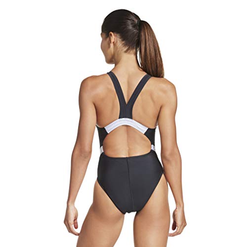 Speedo Women's Standard Swimsuit One Piece Creora Highclo Quantum Splice High Cut Solid, Fusion Black, 10