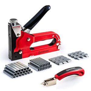 Upholstery Staple Gun Heavy Duty, 4 in 1 Stapler Gun with 6000 Staples, Remover, Manual Brad Nailer Power Adjustment Stapler Gun for Wood, Upholstery, Carpentry, Decoration DIY Staple Gun