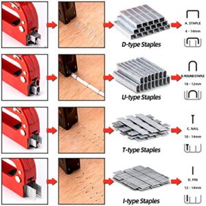 Upholstery Staple Gun Heavy Duty, 4 in 1 Stapler Gun with 6000 Staples, Remover, Manual Brad Nailer Power Adjustment Stapler Gun for Wood, Upholstery, Carpentry, Decoration DIY Staple Gun