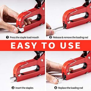 Upholstery Staple Gun Heavy Duty, 4 in 1 Stapler Gun with 6000 Staples, Remover, Manual Brad Nailer Power Adjustment Stapler Gun for Wood, Upholstery, Carpentry, Decoration DIY Staple Gun