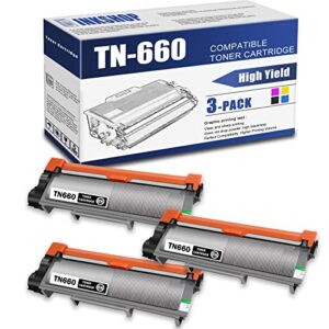 tn660 compatible tn-660 black high yield toner cartridge replacement for brother tn-660 hl-l2300d hl-l2305w mfc-l2680w mfc-l2685dw dcp-l2520dw dcp-l2540dw toner.(3 pack)