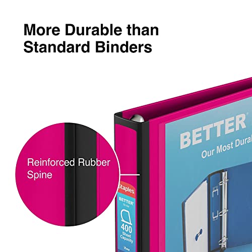 Staples 651746 1.5-Inch 3-Ring Better Binder Pink (13569-Cc)
