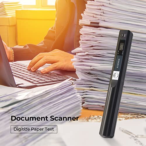 MUNBYN Portable Scanner, Photo Scanner for A4 Documents Pictures Pages Texts in 900 Dpi, Flat Scanning, Include 16G SD Card, Wand Document Scanner Uploads Images to Computer Via USB Cable, No Driver