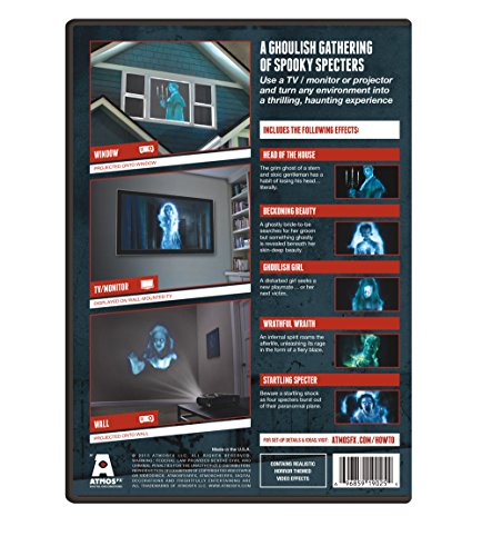 AtmosFear FX Ghostly Apparitions & Bone Chillers DVD Plus Reaper Brothers High Resolution Rear Projection Screen for Virtual Halloween Window Projection Movies