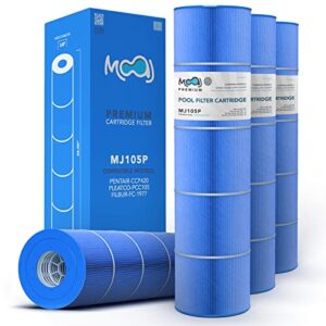 moaj premium pool filter 4-pack replaces pentair ccp420, clean and clear plus 420, r173576, pcc105, pcc105-pak4, filbur fc-1977, unicel c-7471, jcq420, plesl105 | 26″ x 7″ | asepsis-infused filtration