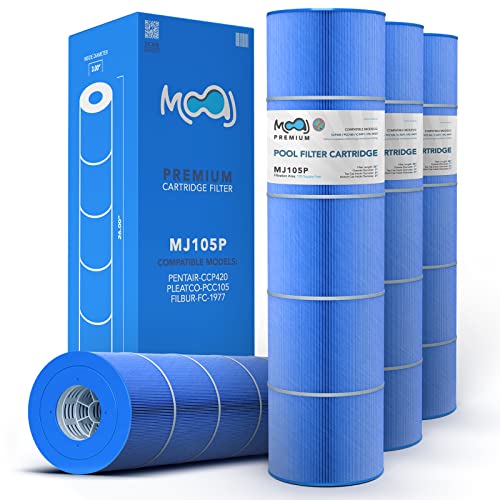 MOAJ Premium Pool Filter 4-PACK Replaces Pentair CCP420, Clean And Clear Plus 420, R173576, PCC105, PCC105-PAK4, Filbur FC-1977, Unicel C-7471, JCQ420, PLESL105 | 26" x 7" | Asepsis-Infused Filtration