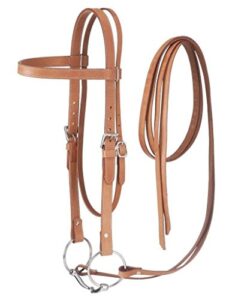 tough 1 western leather browband draft bridle, light oil