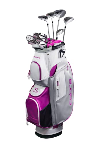 Cobra Golf 2021 Fly XL Complete Set Cart Bag Silver-Plum (Women's Right Hand, Graphite Woods-Graphite Irons, Ladies Flex, DR-12.5, 3W-18.5, 5W-21.5, 7W-24.5, 5H-23.5, 6-PW, SW, Putter, Cart Bag)