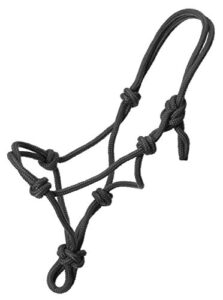 tough 1 miniature poly rope tied halter, black, medium