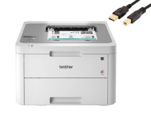 new brother hl-l32 10cw compact digital color printer, with wireless and mobile device printing, lcd, 19ppm, 250-sheet, durlyfish usb printer cable