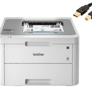 New Brother HL-L32 10CW Compact Digital Color Printer, with Wireless and Mobile Device Printing, LCD, 19ppm, 250-sheet, Durlyfish USB Printer Cable