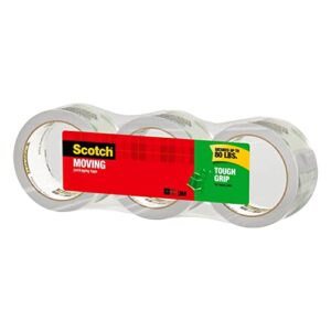 scotch tough grip moving packaging tape, 3 rolls, 1.88″ x 43.7 yards (3500-40-3)