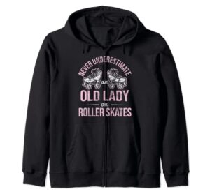 old lady on roller derby roller skating roller skate zip hoodie