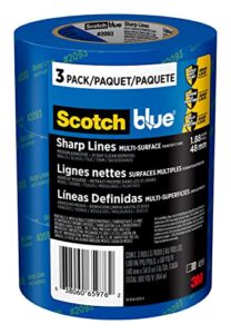 scotch painter’s tape 2093-48tc3 2093 sharp lines multi-surface painters tape, 3 rolls, blue, 3 rolls
