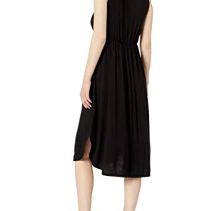 Amazon Essentials Women's Jersey Sleeveless Gathered Midi Dress (Previously Daily Ritual), Black, Large
