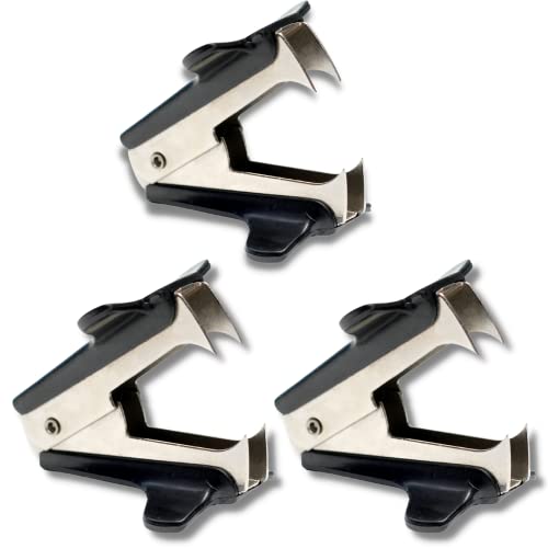 Staple Remover Tool, Staple Puller Remover, jaw Style Black for School, Home, Office Pack of 3