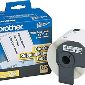 Brother Dk1202 Die-Cut Shipping Labels, 2-2/5-Inch X 3-9/10-Inch, White, 300/Roll