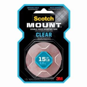 scotch-mount clear double sided mounting tape 410h-med, 1 in x 125 in (2.54 cm x 3.17 m)