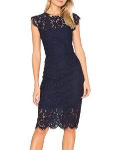 merokeety women’s sleeveless lace floral elegant cocktail dress crew neck knee length for party