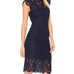 MEROKEETY Women's Sleeveless Lace Floral Elegant Cocktail Dress Crew Neck Knee Length for Party
